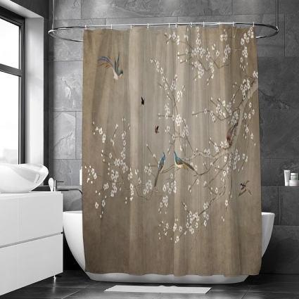 Штора для ванной Carnation Home Fashions Birds of Paradise Beige 180х200 в современном стиле