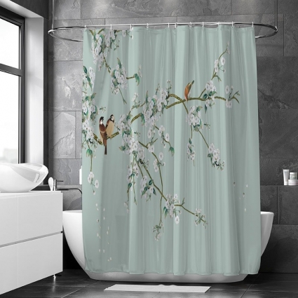Штора для ванной Carnation Home Fashions Birds of Paradise Blue 180х200 см в современном стиле