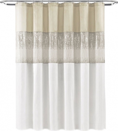 Штора для ванной Carnation Home Fashions Sky Beige/White 180х180 в современном стиле