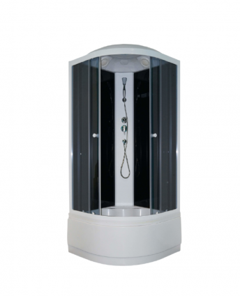 Душевая кабина Parly Classic EC82 80x80х215 профиль белый, стекло тонированное, четверть круга, поддон глубокий