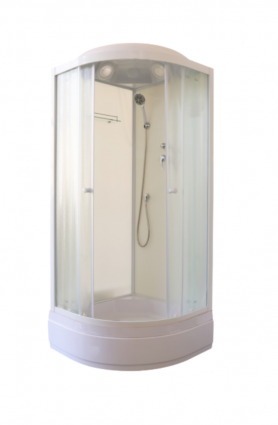 Душевая кабина Parly Bianco BM86 85x85х215 профиль белый, стекло матовое, четверть круга, поддон средний