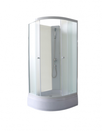 Душевая кабина Parly Bianco EBM92NR 90x90х200 профиль белый, стекло матовое, четверть круга, поддон средний