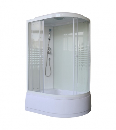 Душевая кабина Parly Bianco EB122P-L 120x80х215 профиль белый, стекло прозрачное, левая, прямоугольная-асимметричная, поддон глубокий