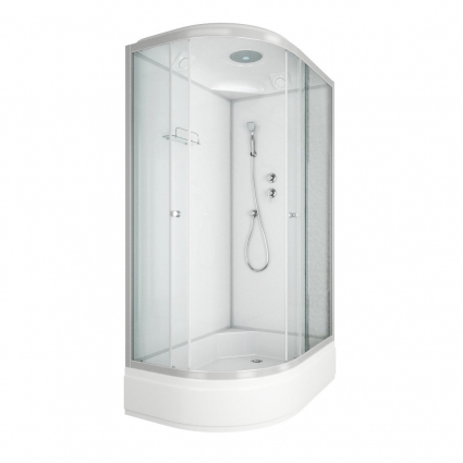 Душевая кабина Parly Bianco BM121T-R 120x80х215 профиль белый, стекло прозрачное, правая, прямоугольная-асимметричная, поддон средний