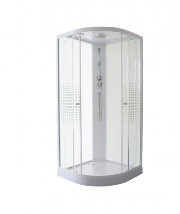 Душевая кабина Parly Bianco EB103P 100x100х210 профиль белый, стекло прозрачное, четверть круга, поддон низкий
