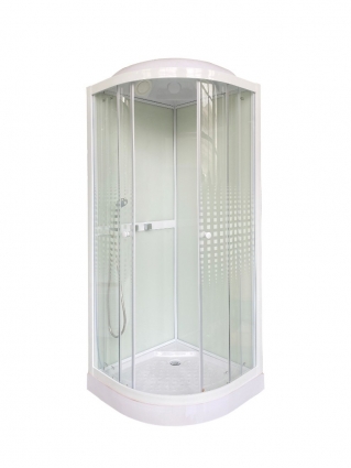 Душевая кабина Parly Frost F81W 80x80х215 профиль белый, стекло прозрачное, четверть круга, поддон низкий