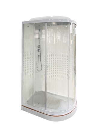 Душевая кабина Parly Bianco EB123P-L 120x80х210 профиль белый, стекло прозрачное, левая, прямоугольная-асимметричная, поддон низкий