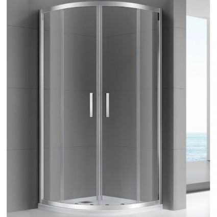 Душевой уголок Azario Atlanta AZ-AB4S 1000 100х100х195 профиль хром, стекло прозрачное, четверть круга, двери раздвижные
