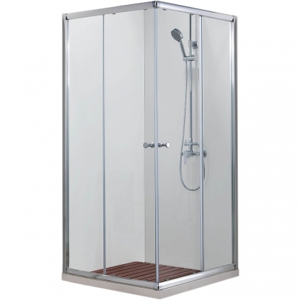 Душевой уголок Azario Greenwood AZ-NNE1142 900 90х90х185 профиль хром, стекло прозрачное, квадратный, двери раздвижные