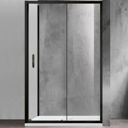Душевой уголок Azario Milton AZ-ND1131-R 1200 BLACK 120х80х200 профиль черный, стекло прозрачное, правый, прямоугольный, двери раздвижные
