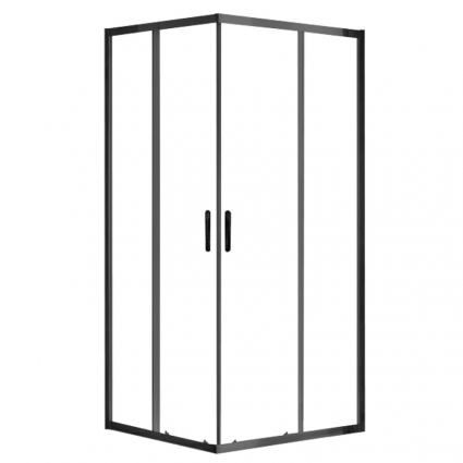 Душевой уголок Azario Milton AZ-ND1142 900 Black 90х90х200 профиль черный, стекло прозрачное, квадратный, двери раздвижные