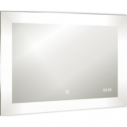 Зеркало Azario Норма LED-00002327 100х80 с подсветкой с сенсорным выключателем, подогревом, часами, радио, bluetooth и термометром, прямоугольное