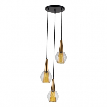 Подвесная люстра Indigo Narciso 13002/3P Black V000145 в стиле модерн, цвет янтарный