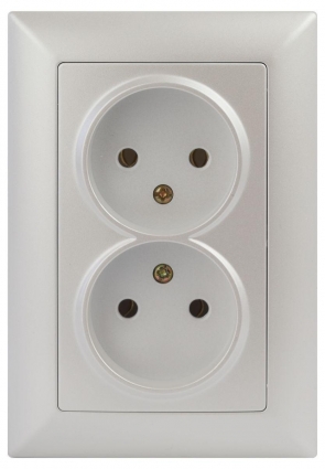 Розетка двойная ЭРА Intro Solo Schuko 2X2P 16A 250V перламутровый 4-204-06 Б0053671 в современном стиле
