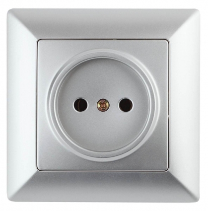 Розетка ЭРА Intro Solo 2P 16A 250V серебро 4-201-03 Б0043307 в современном стиле, цвет серебро