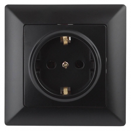Розетка ЭРА Intro Solo Schuko 2P+E 16A 250V антрацит 4-202-05 Б0043316 в современном стиле