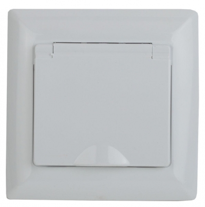 Розетка ЭРА Intro Solo Schuko 2P+E 16A 250V с крышкой белый 4-203-01 Б0043319, в современном стиле, цвет белый