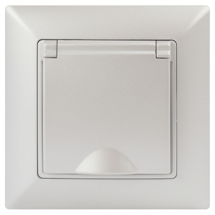 Розетка ЭРА Intro Solo Schuko 2P+E 16A 250V с крышкой перламутровый 4-203-06 Б0053662, в современном стиле
