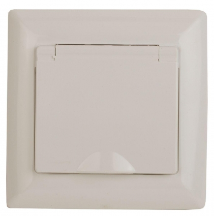 Розетка ЭРА Intro Solo Schuko 2P+E 16A 250V с крышкой слоновая кость 4-203-02 Б0043320, в современном стиле