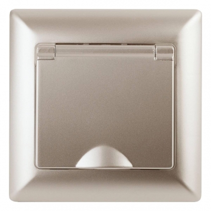 Розетка ЭРА Intro Solo Schuko 2P+E 16A 250V с крышкой шампань 4-203-04 Б0043322, в современном стиле