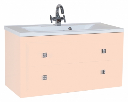 Тумба с раковиной Bellezza Милан 90 бежевая, с ящиками, подвесная