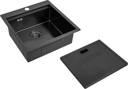 Мойка кухонная Zorg Master N-5152 Grafit брашированная, прямоугольная, 51x52 см