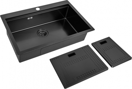 Мойка кухонная Zorg Master N-7552 Grafit брашированная, прямоугольная, 75x52 см