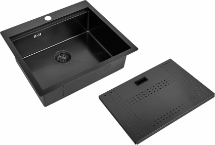 Мойка кухонная Zorg Master N-5952 Grafit брашированная, прямоугольная, 59x52 см