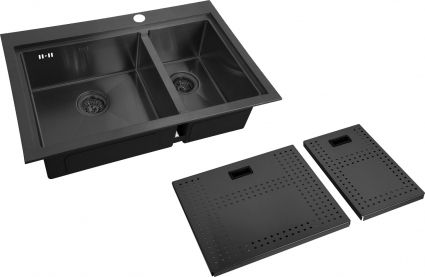 Мойка кухонная Zorg Master N-78-2-52-L Grafit брашированная, прямоугольная, 78x52 см