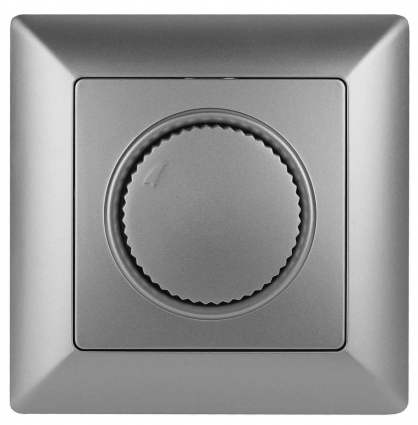 Диммер поворотный ЭРА Intro Solo 600W серебро 4-401-03 Б0043398 в современном стиле, цвет серебро