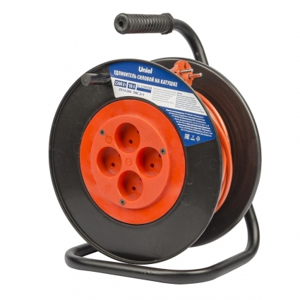Удлинитель Uniel 4гн х 20м б/з YX10-004 /UCK-4N/2x1,00/20M/S Orange/Black UL-00009856, цвет оранжевый, мощность 2200 Вт