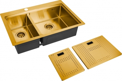 Мойка кухонная Zorg Master N-78-2-52-R Bronze брашированная, прямоугольная, 78x52 см