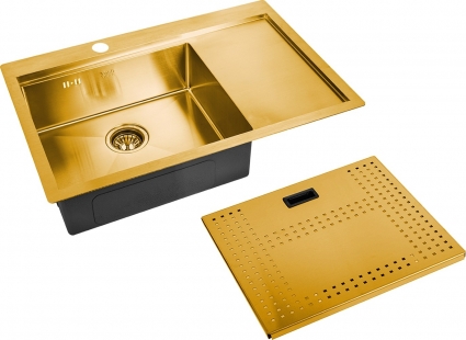 Мойка кухонная Zorg Master N-7852-L Bronze брашированная, прямоугольная, 78x52 см