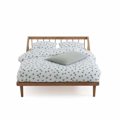Кровать La Redoute Barro 160х200 бежевого цвета с деревянным изголовьем, без ящиков