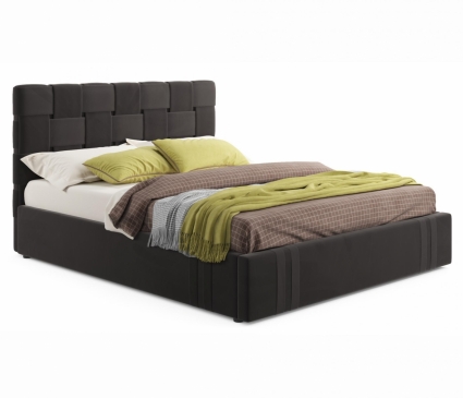 Кровать LASKA Family Tiffany 160х200 коричневого цвета с матрасом, с изголовьем, без ящиков