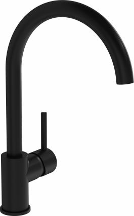 Смеситель VitrA Minimax S A4209136EXP для кухонной мойки, матовый черный, однорычажный, высота излива 26 см