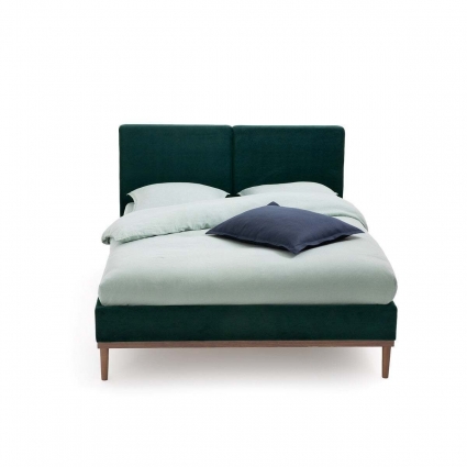 Кровать с кроватным основанием La Redoute Cooly 160x200 темно-зеленого цвета, с изголовьем, без ящиков