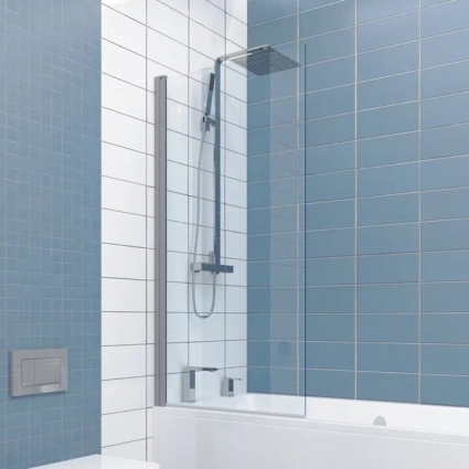 Шторка на ванну Kubele DE020 DE020P601-CLN-MT-55х150 150х55, профиль матовый хром, распашная