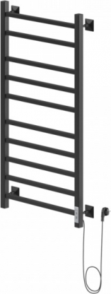 Полотенцесушитель электрический Ника Step-2 100/50 черный матовый, R, лесенка, 10 секций