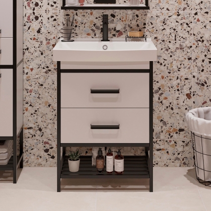 Тумба с раковиной Sanflor Норд 60 с раковиной Strim 60, напольная, матовая