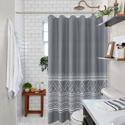Штора для ванной Carnation Home Fashions Boho Grey 183х213 см в современном стиле