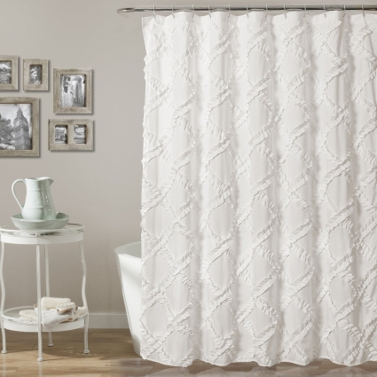 Штора для ванной Carnation Home Fashions Diamonds White 180х180 цвет белый,  в современном стиле