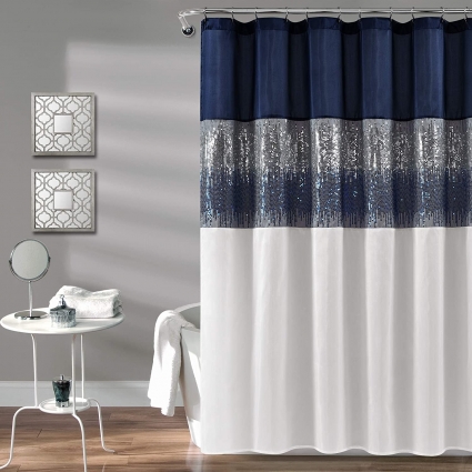 Штора для ванной Carnation Home Fashions Sky Navy/White 180х180 в современном стиле