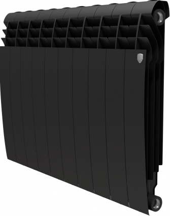 Радиатор биметаллический Royal Thermo BiLiner 350 Noir Sable VDR, 10 секций, на площадь 15 кв.м., черный, 80x8.7x43.1 см