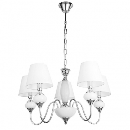 Подвесная люстра Arte Lamp Hazel A3036LM-5CC в стиле арт-деко, цвет белый