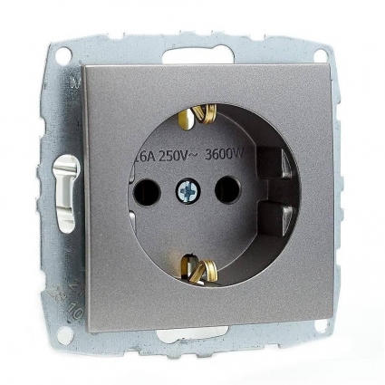 Розетка 2К+З Mono Electric Despina/ Larissa 16A 250V винтовое подключение антрацит 500-002421-117 в современном стиле