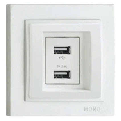 Розетка 2-а USB-зарядка Mono Electric Despina 250V крем 102-170005-178 в современном стиле, цвет кремовый