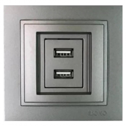 Розетка 2-а USB-зарядка Mono Electric Despina антрацит 102-242405-178 в современном стиле