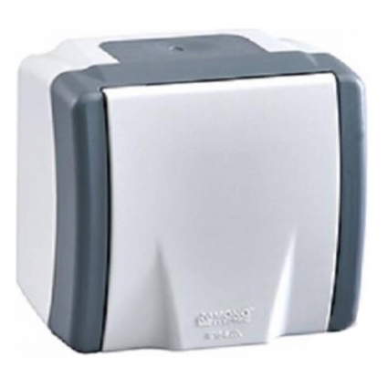 Розетка 2К Mono Electric Octans IP54 16A 250V бело-серый 154-020006-116 в современном стиле, цвет белый