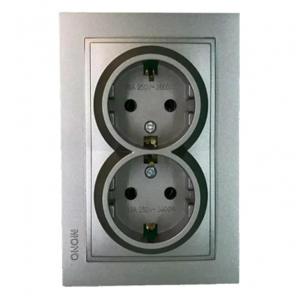 Розетка двойная с заземлением Mono Electric Despina антрацит 102-242404-120, в современном стиле